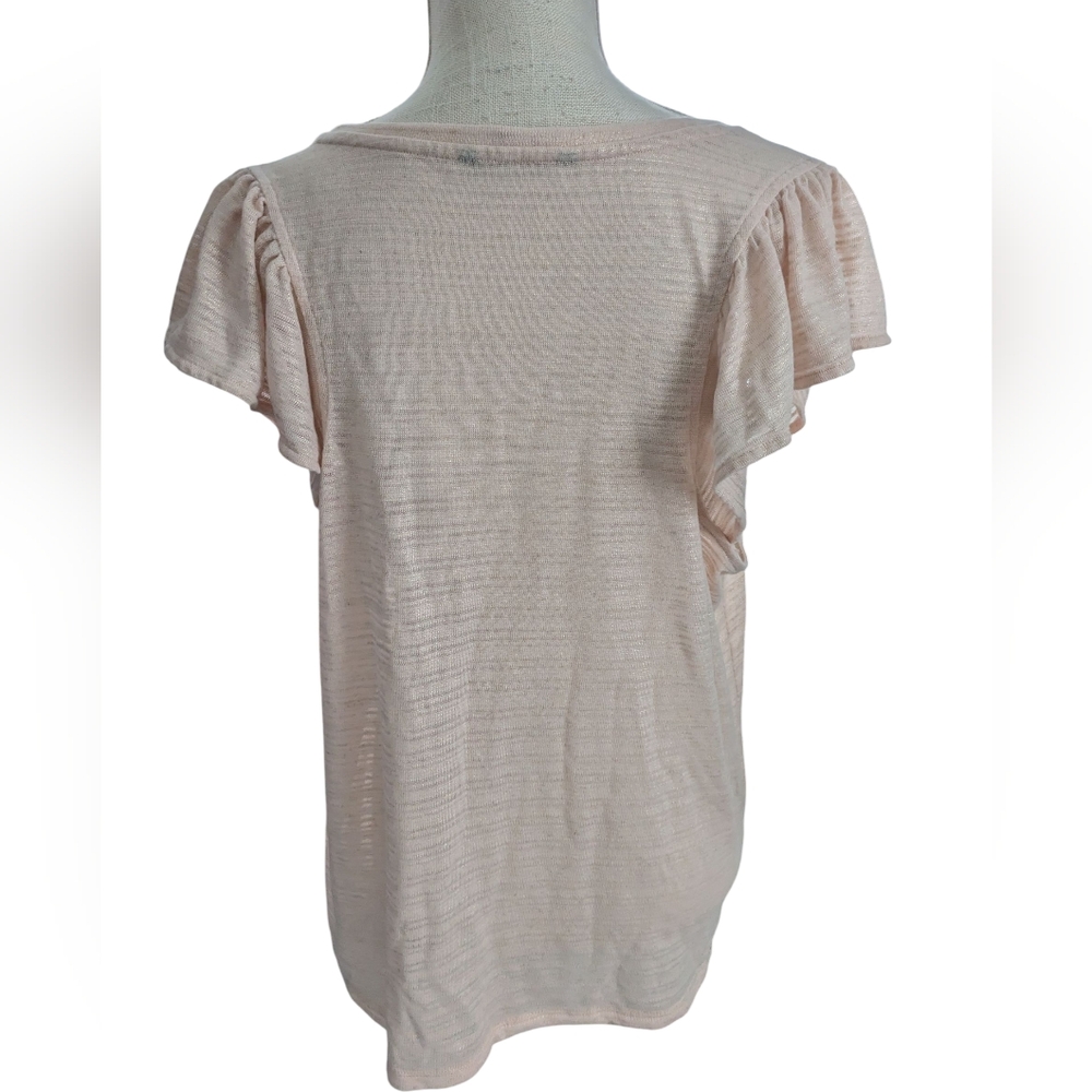 Banana Republic Linen Blend‎ Flutter Sleeve Top Womens XL Light Pink - Picture 3 of 6